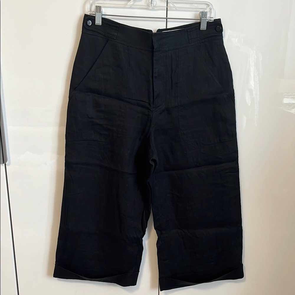 EQUIPMENT Kalil Linen Cropped Culotte Pants Folded Hem, Size 6 - Picture 4 of 16